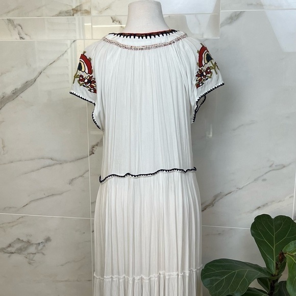 FREE PEOPLE Daisy Fields Boho Cream Gauze Embroidered Maxi Dress, Size XS - Picture 3 of 8